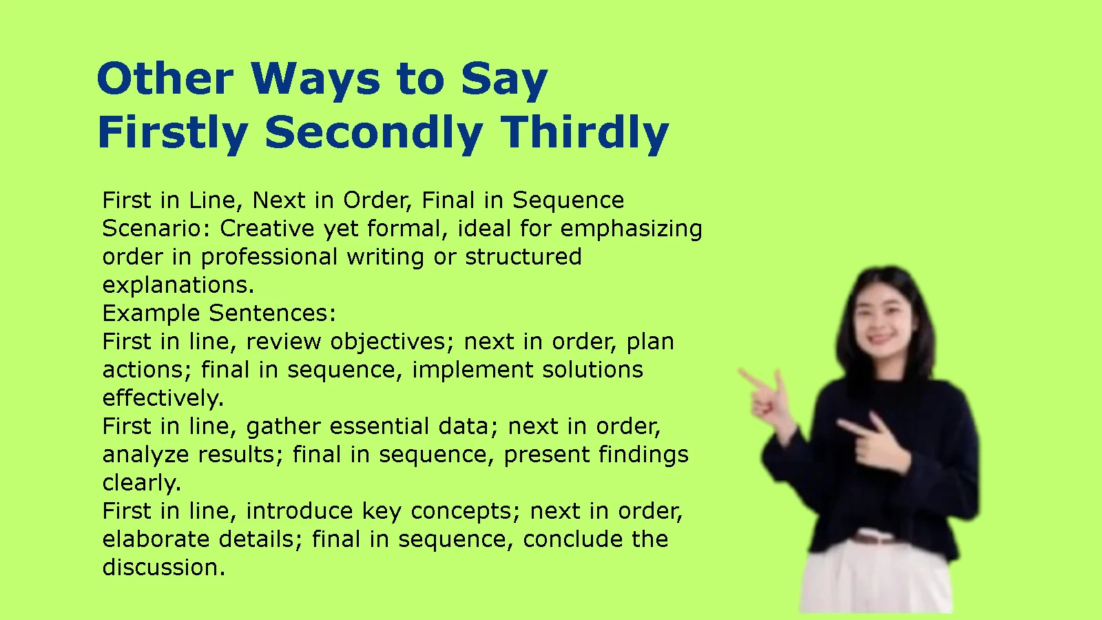Other Ways to Say Firstly Secondly Thirdly