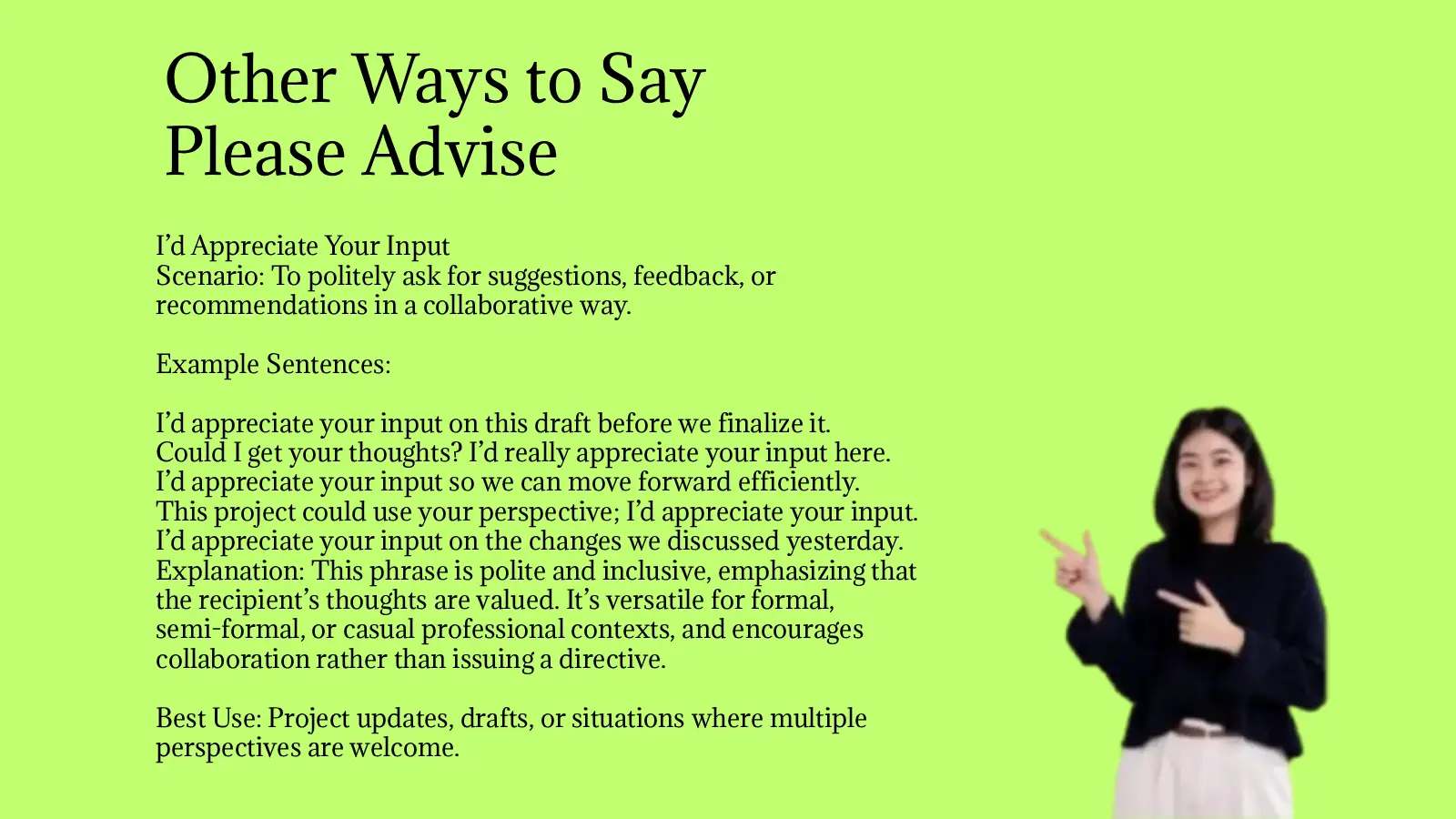 Other Ways to Say Please Advise