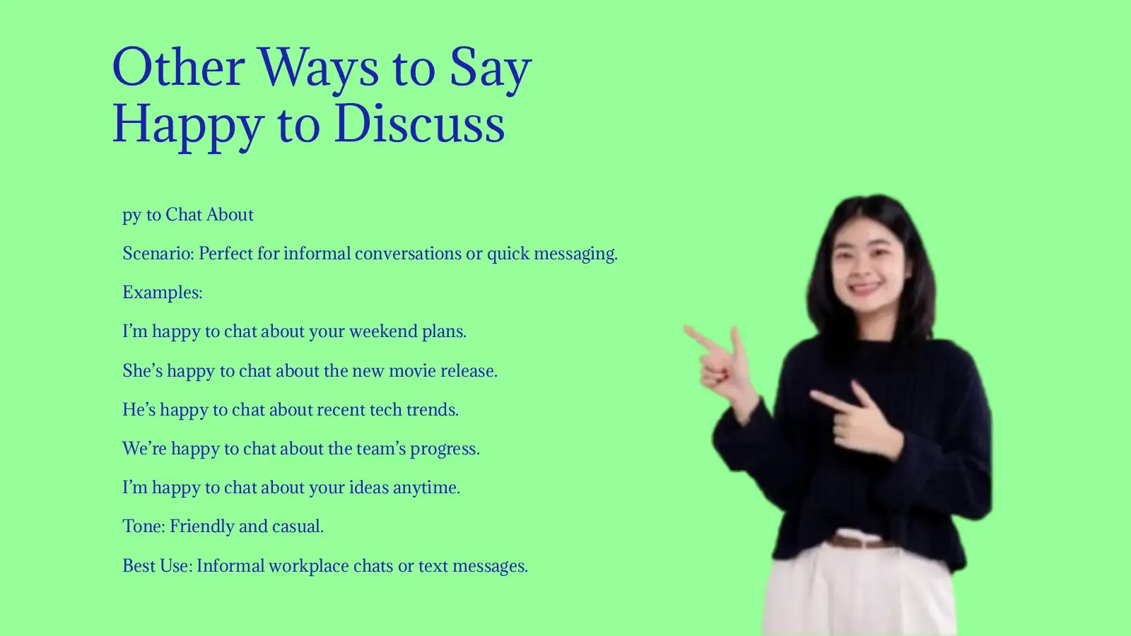 Other Ways to Say Happy to Discuss