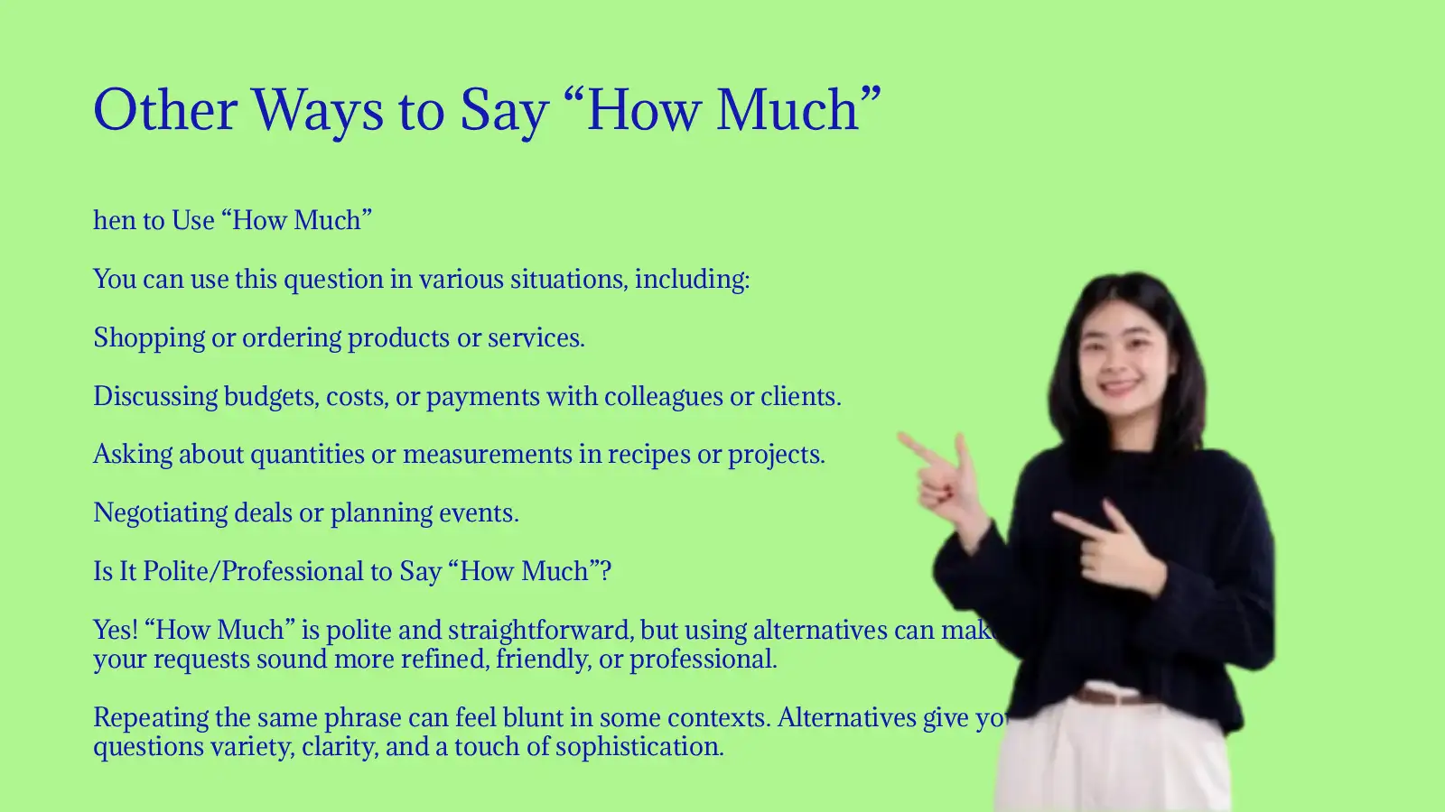 Other Ways to Say How Much with Examples