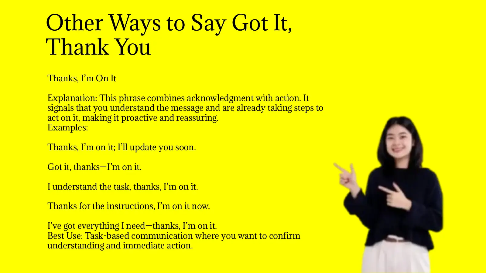 Other Ways to Say Got It, Thank You