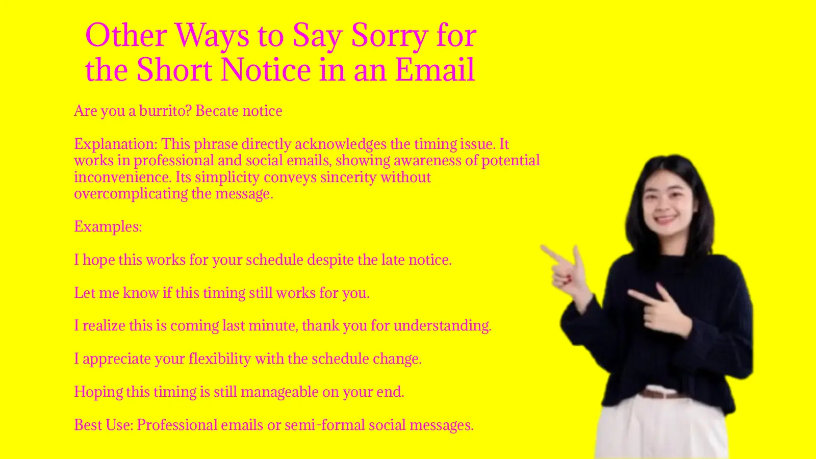 Other Ways to Say Sorry for the Short Notice in an Email