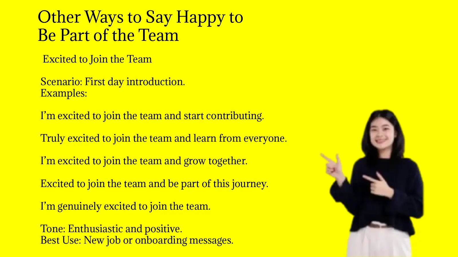 Other Ways to Say Happy to Be Part of the Team