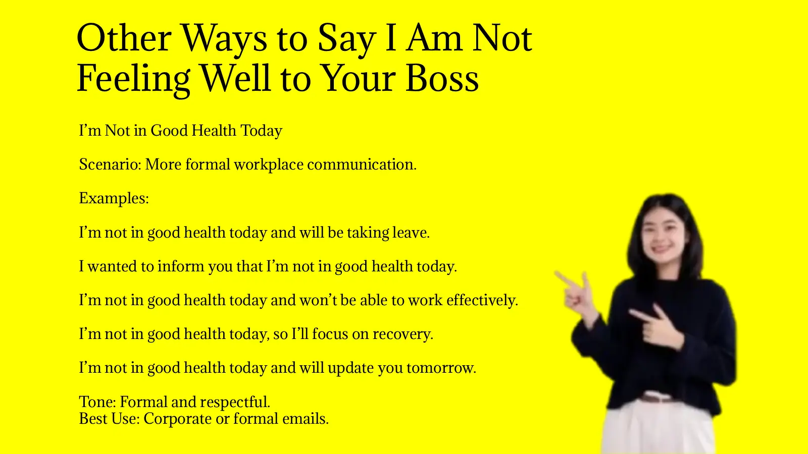 Other Ways to Say I Am Not Feeling Well to Your Boss