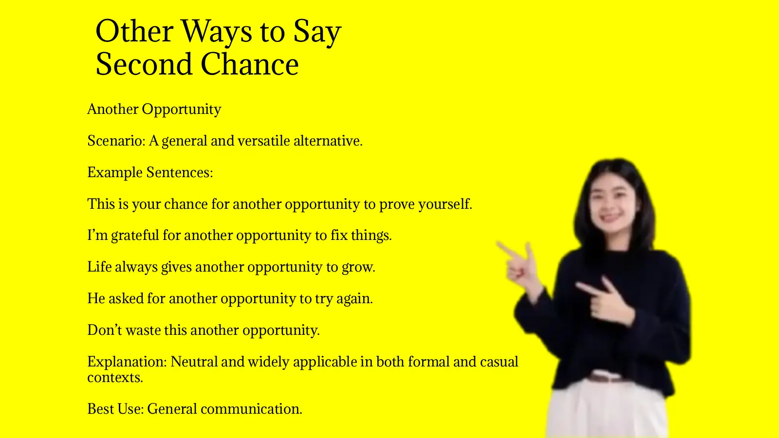 Other Ways to Say Second Chance
