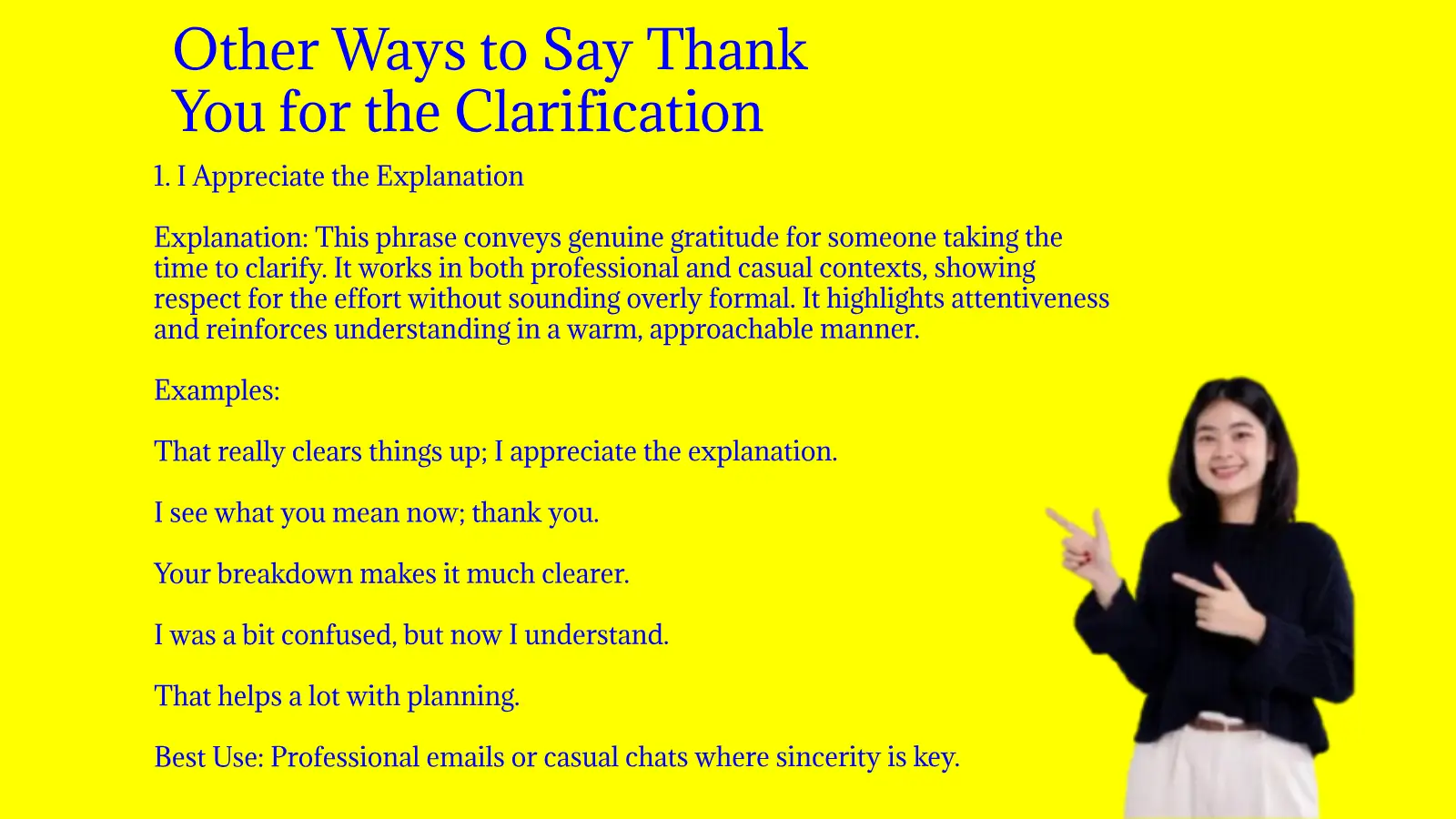 Other Ways to Say Thank You for the Clarification