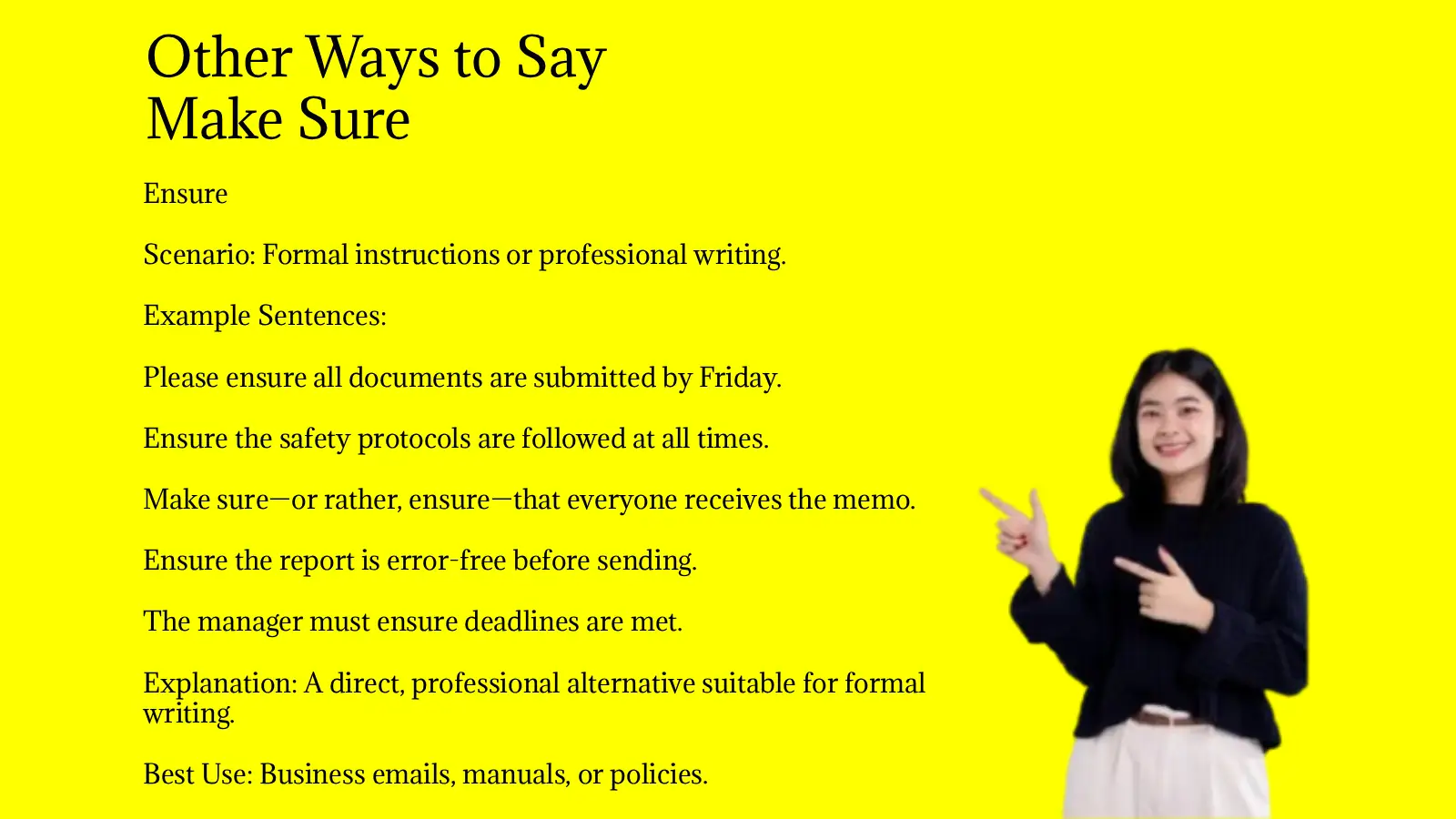 Other Ways to Say Make Sure