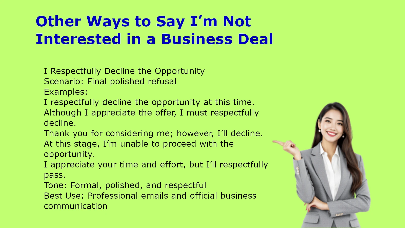 Other Ways to Say I’m Not Interested in a Business Deal