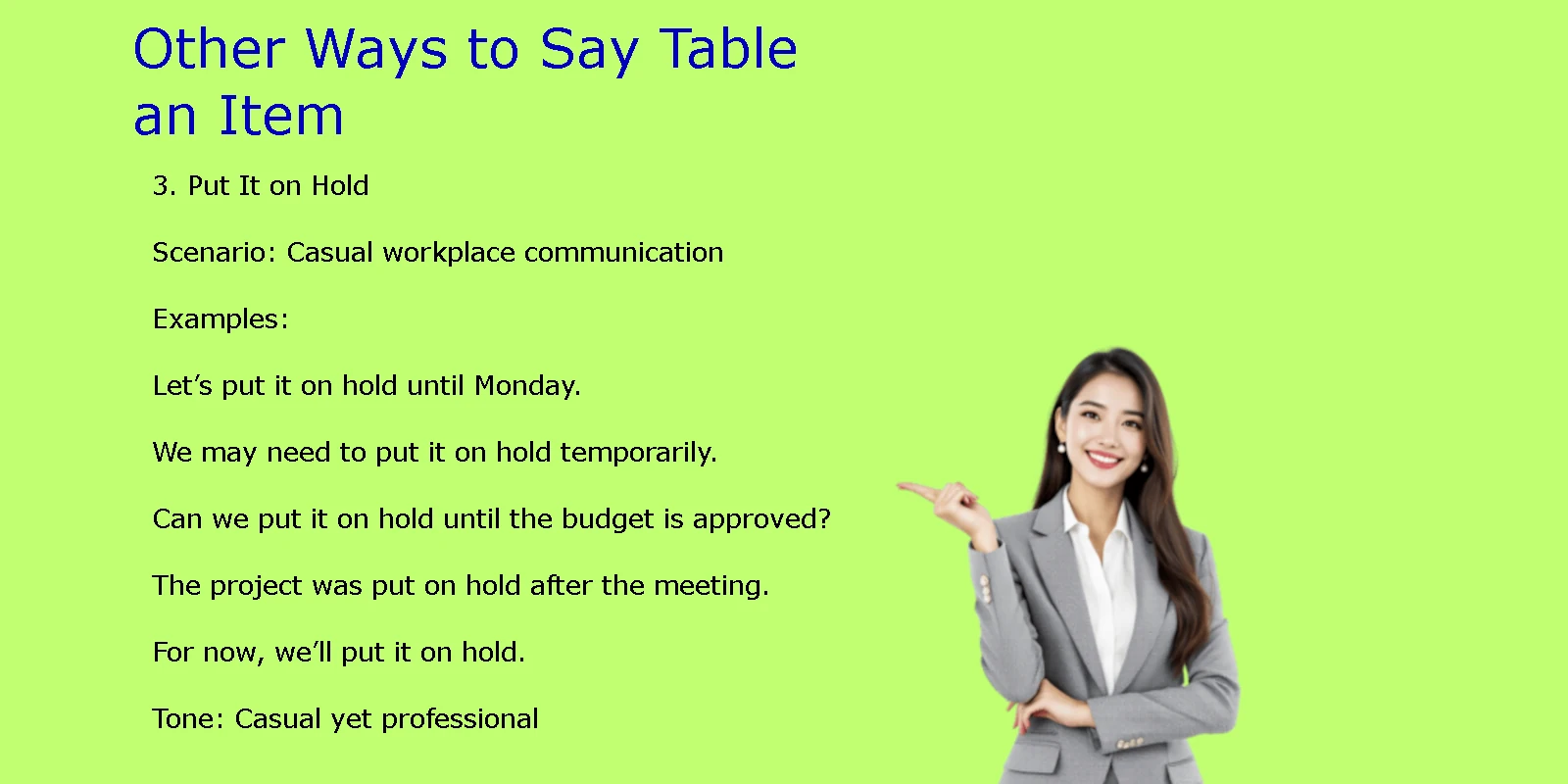 Other Ways to Say Table an Item