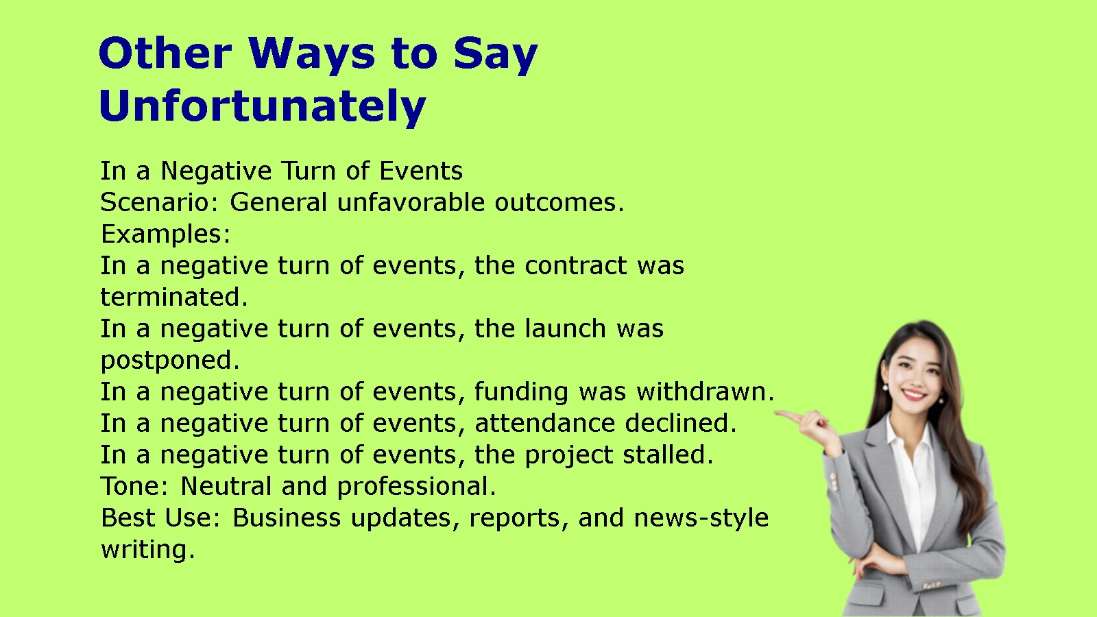 Other Ways to Say Unfortunately