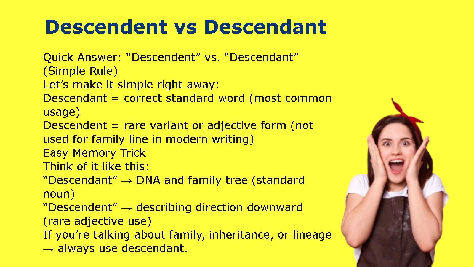 Descendent vs Descendant